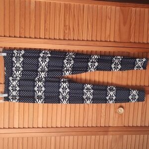 Legging Army Navy Blue White Snowflake Print Double Brushed Leggings PS 14-20